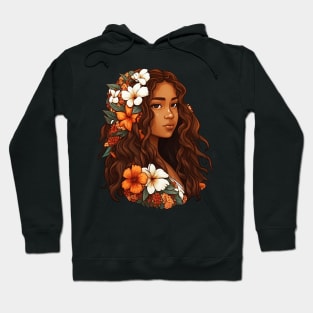 Beautiful Island Girl Native Hawaiian Illustration Hoodie